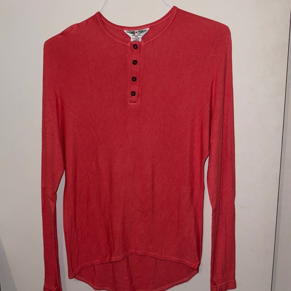 Hardtail Salmon Pink  Ribbed Long Sleeve T-Shirt XS – Loose Fit